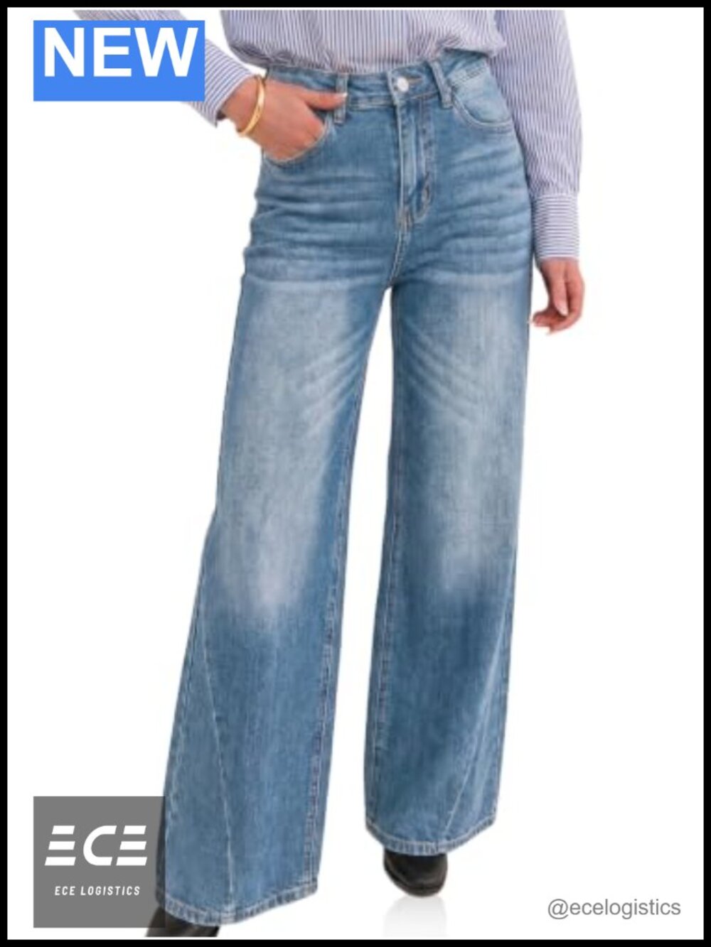High Waisted Wide Leg Bootcut Jeans Cotton Lyocell Blend Stretch Denim Pants